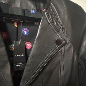 Bebe cropped leather jacket